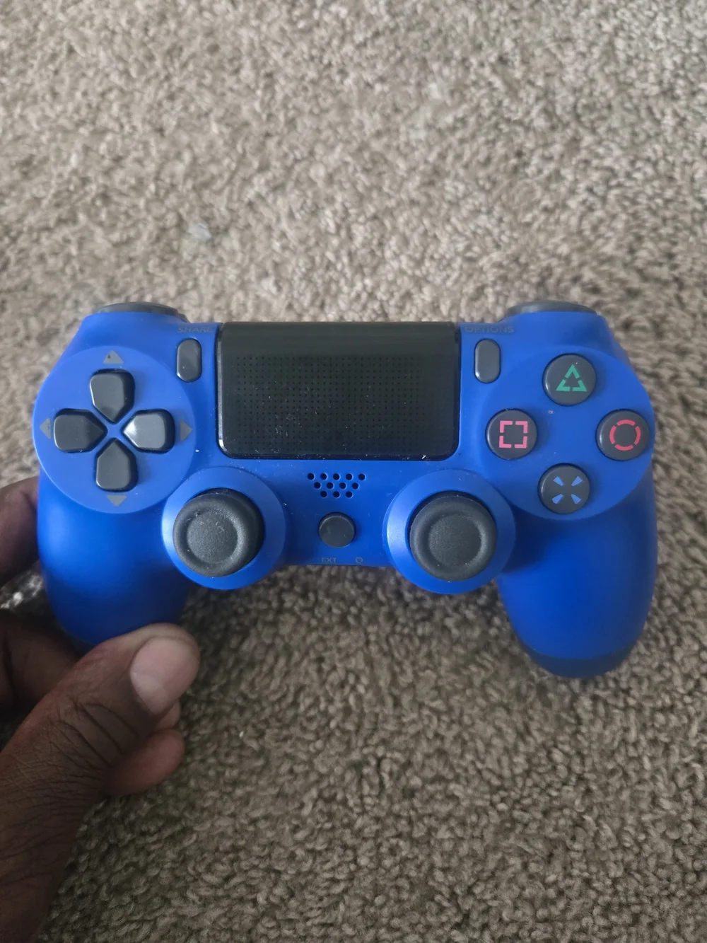 Sony 4 Slim Console with Black, Red-Accented, and Blue DualShock Controllers